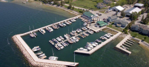 aerial view yacht works door county
